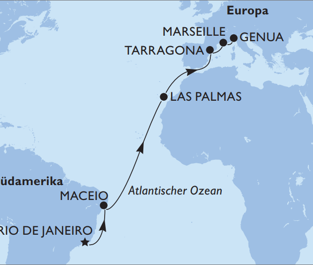 20-Tages-Schiffsreise: MSC Musica - Transatlantik
