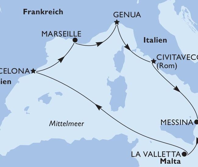 8-Tages-Kreuzfahrt: MSC World Asia – Mittelmeerkreuzfahrt zum Jahreswechsel