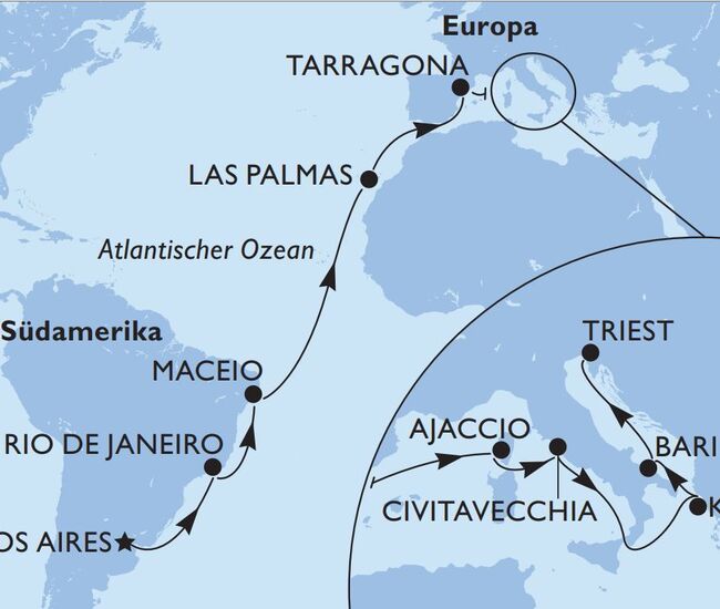 27-Tages-Schiffsreise: MSC Splendida – Transatlantik